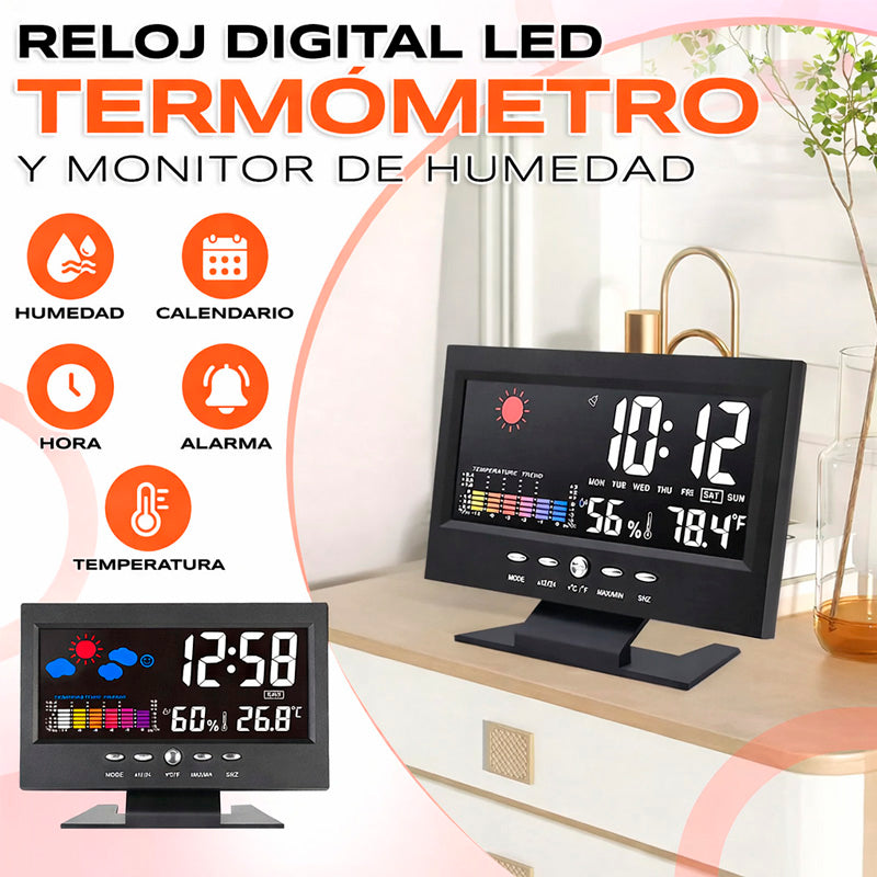 [PROMO] Reloj Digital Meteorologico 4 en 1: Hora, Clima, Humedad y Despertador 🔥