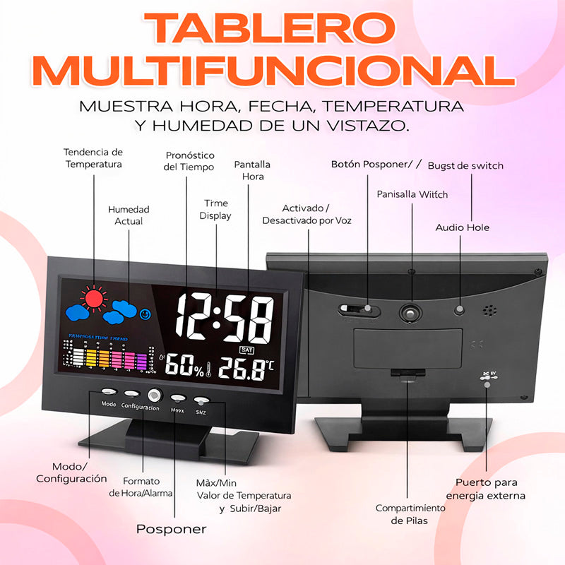 [PROMO] Reloj Digital Meteorologico 4 en 1: Hora, Clima, Humedad y Despertador 🔥