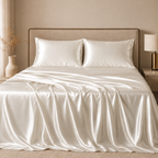 Sábana de Satén Suave y Elegante para Cama + 2 Fundas de Almohada
